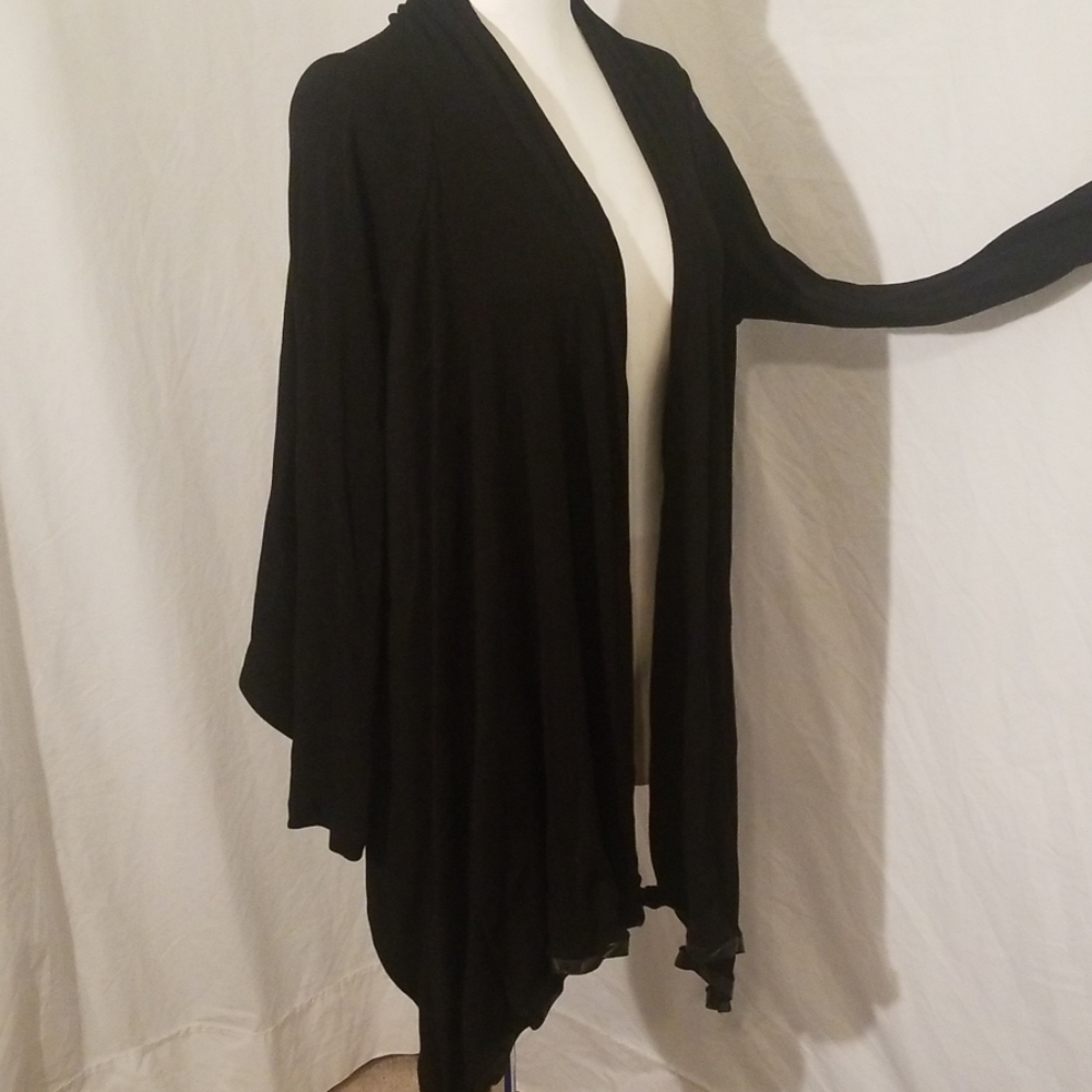 Cardigan/Jacket.  Leather trim.